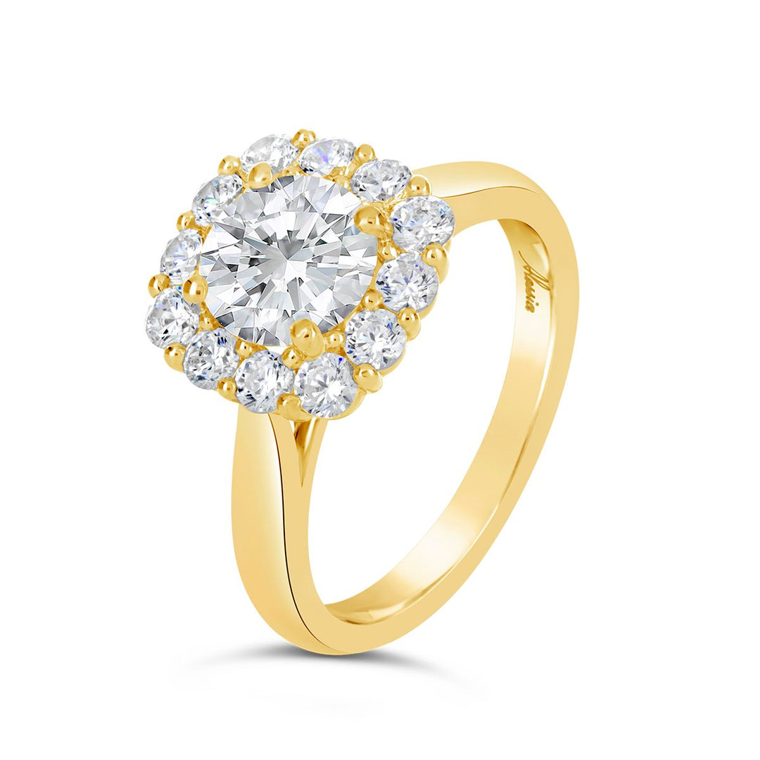 Modern Diamond Halo Engagement Ring