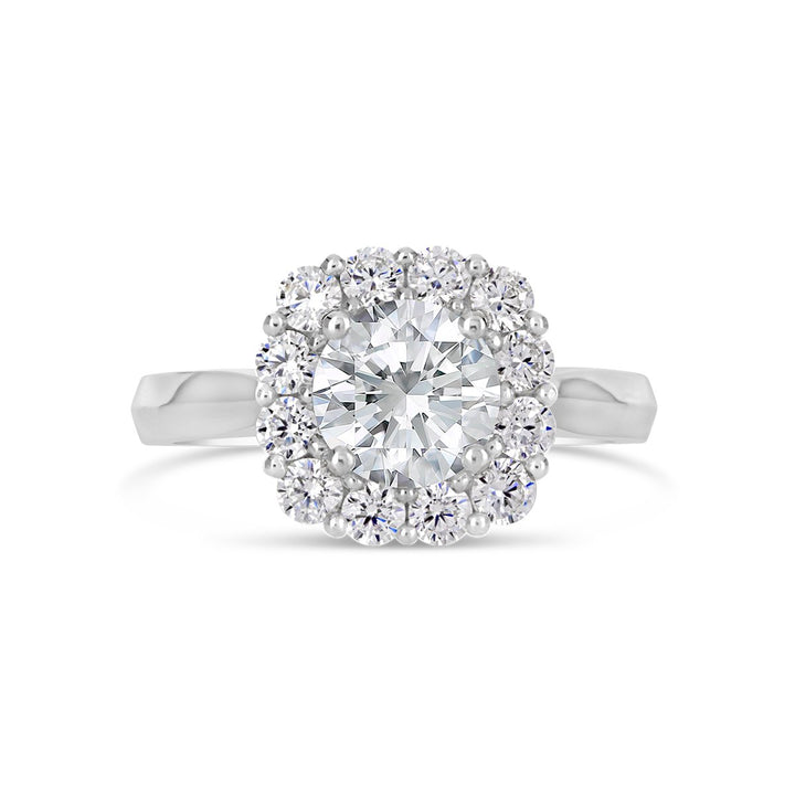 Modern Diamond Halo Engagement Ring