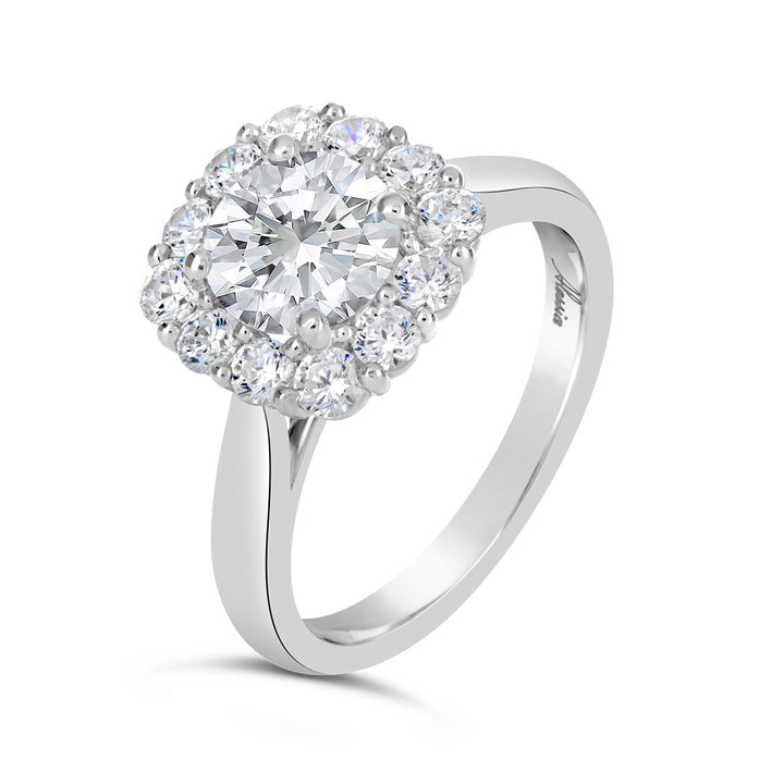 Modern Diamond Halo Engagement Ring
