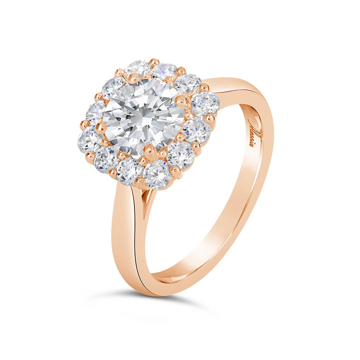 Modern Diamond Halo Engagement Ring