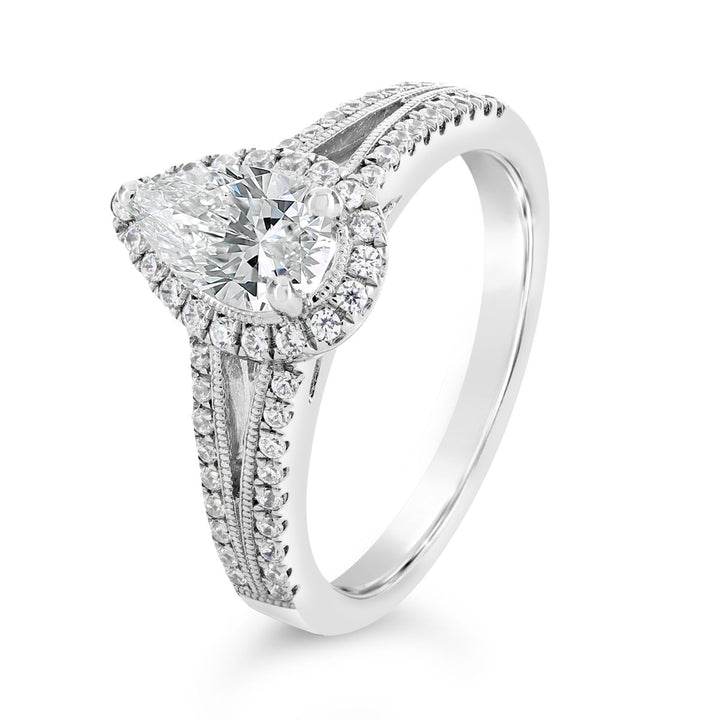 Vintage Inspired Diamond Halo Engagement Ring