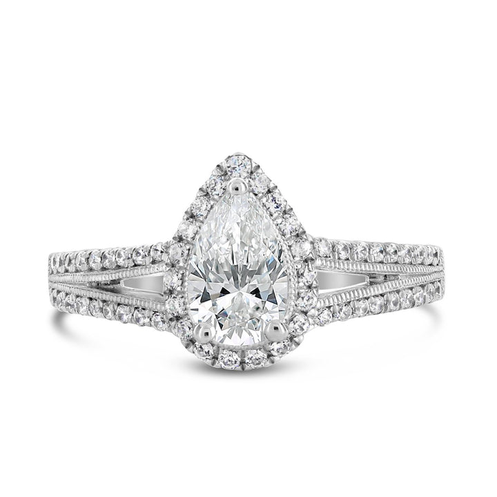 Vintage Inspired Diamond Halo Engagement Ring