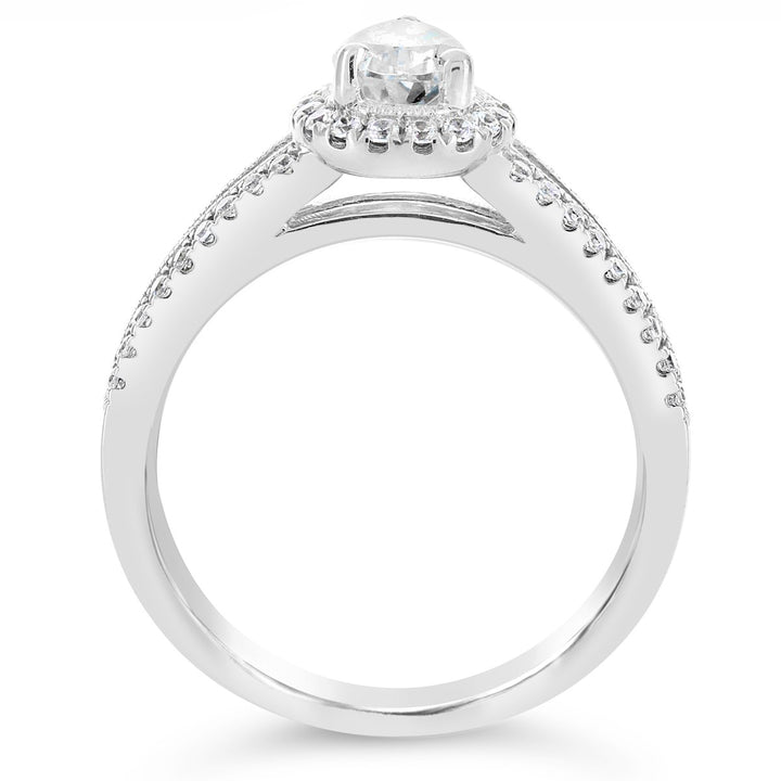 Vintage Inspired Diamond Halo Engagement Ring