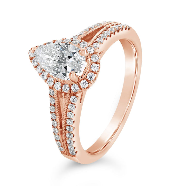 Vintage Inspired Diamond Halo Engagement Ring