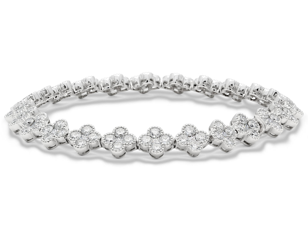 White Gold Diamond Bracelet with Milgrain Finish - GB1890