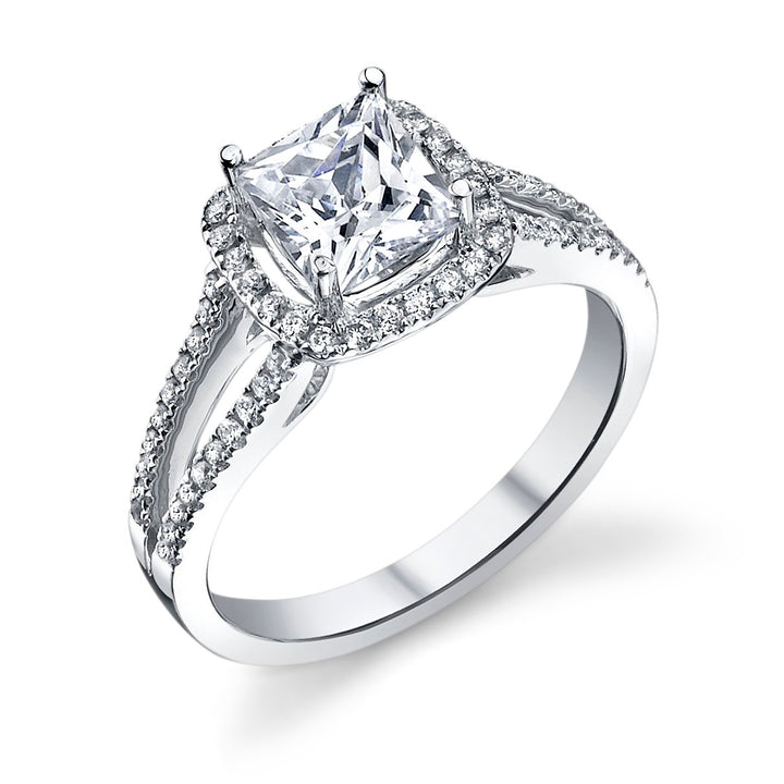 Split Shank Diamond Engagement Ring with Halo