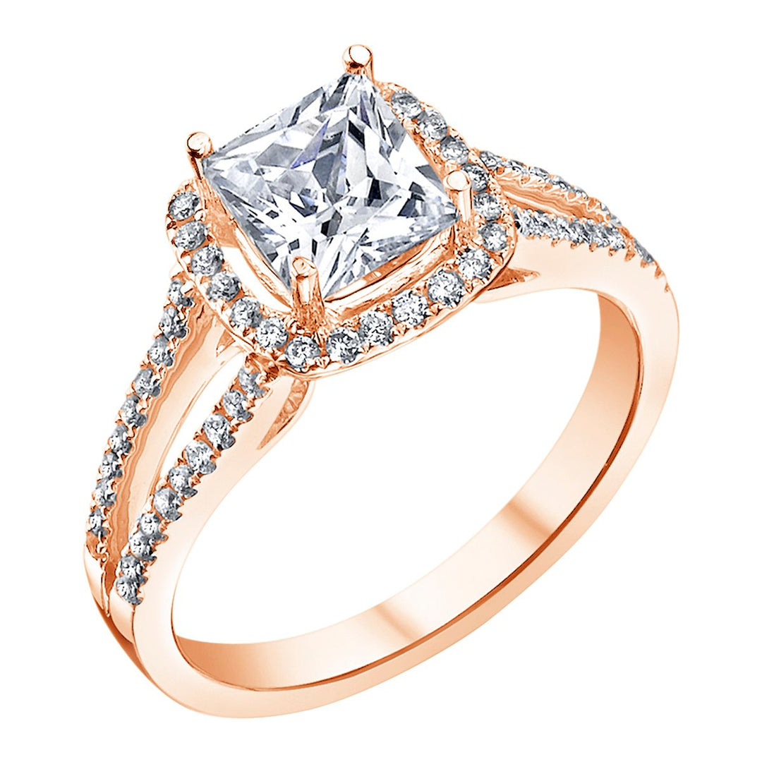 Split Shank Diamond Engagement Ring with Halo