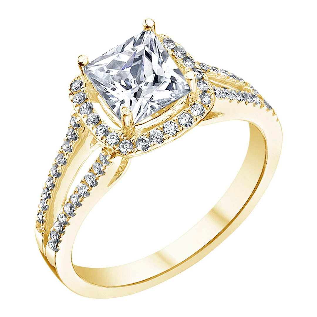 Split Shank Diamond Engagement Ring with Halo