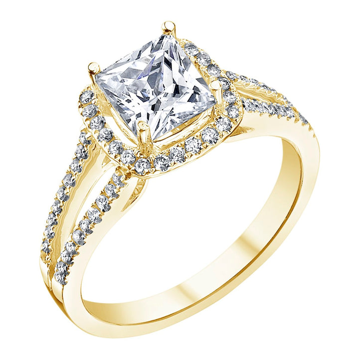 Split Shank Diamond Engagement Ring with Halo