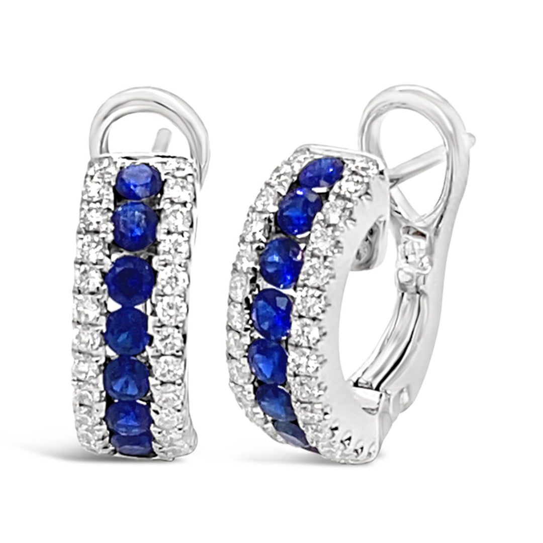 White Gold Diamond & Sapphire Earrings - GEF02484
