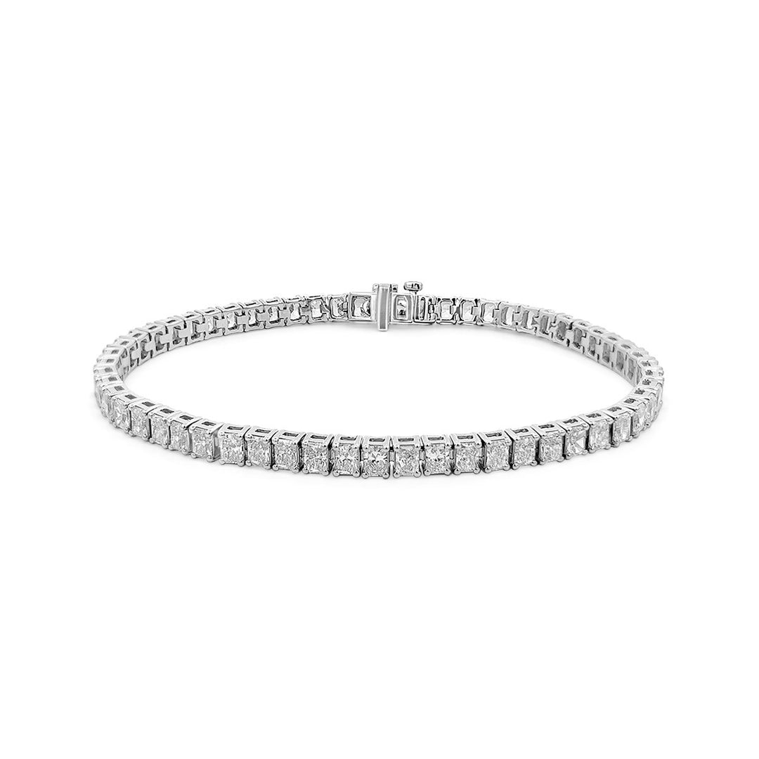 White Gold Lab Grown Radiant Cut Diamond Tennis Bracelet - BC056