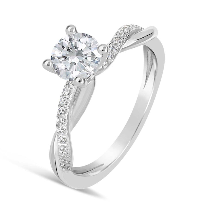 Cross Over Diamond Engagement Ring