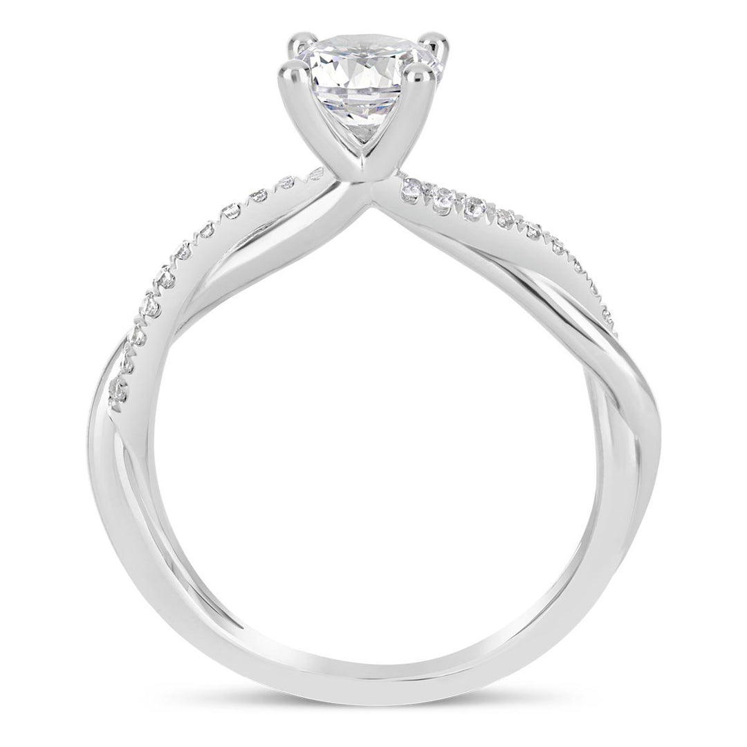 Cross Over Diamond Engagement Ring
