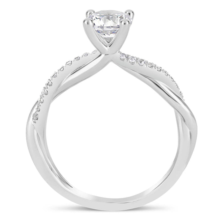 Cross Over Diamond Engagement Ring