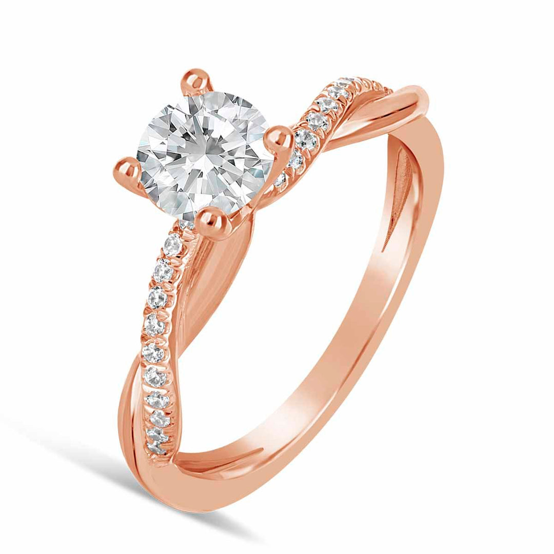 Cross Over Diamond Engagement Ring