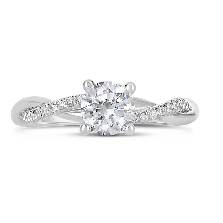 Cross Over Diamond Engagement Ring