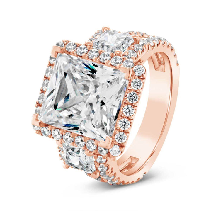 Three Stone Diamond Halo Engagement Ring - YJA2520R