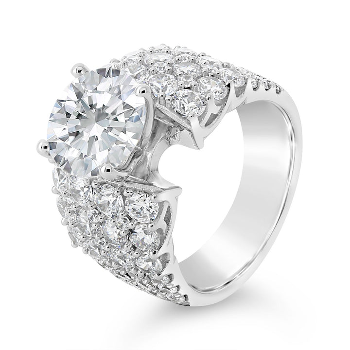 Four Row Wide Band Diamond Engagement Ring - YJA8740R