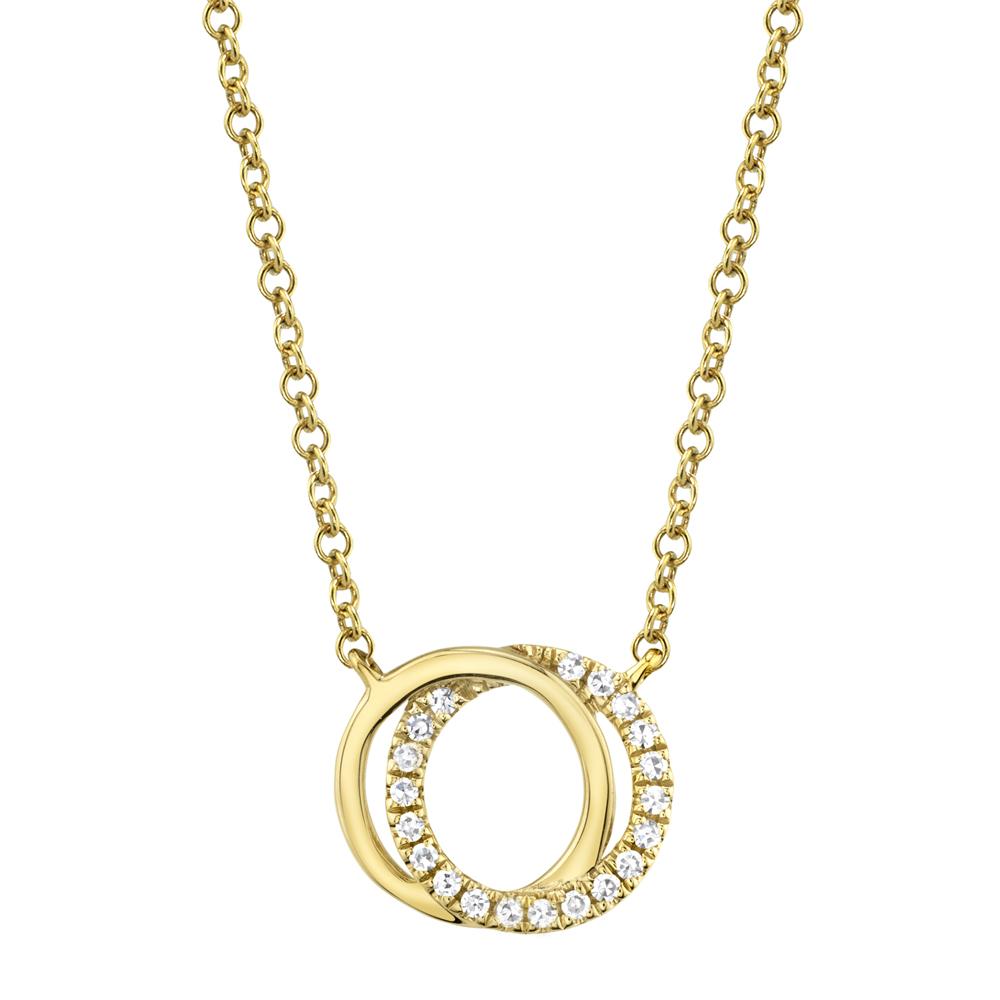 Yellow Gold Love Knot Circle Diamond Necklace - SC55009638