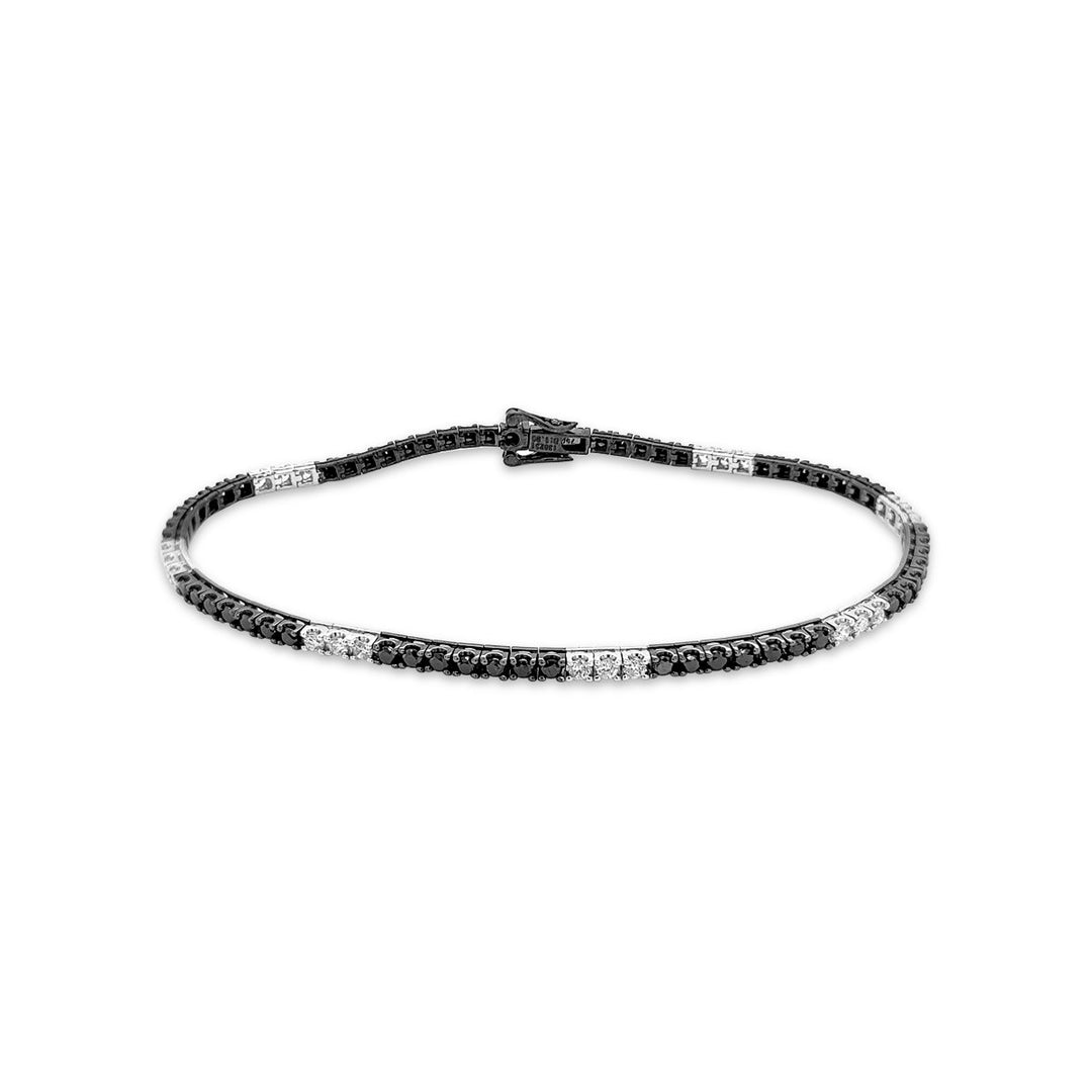 White Gold Diamond & Black Diamond Tennis Bracelet - AB1669