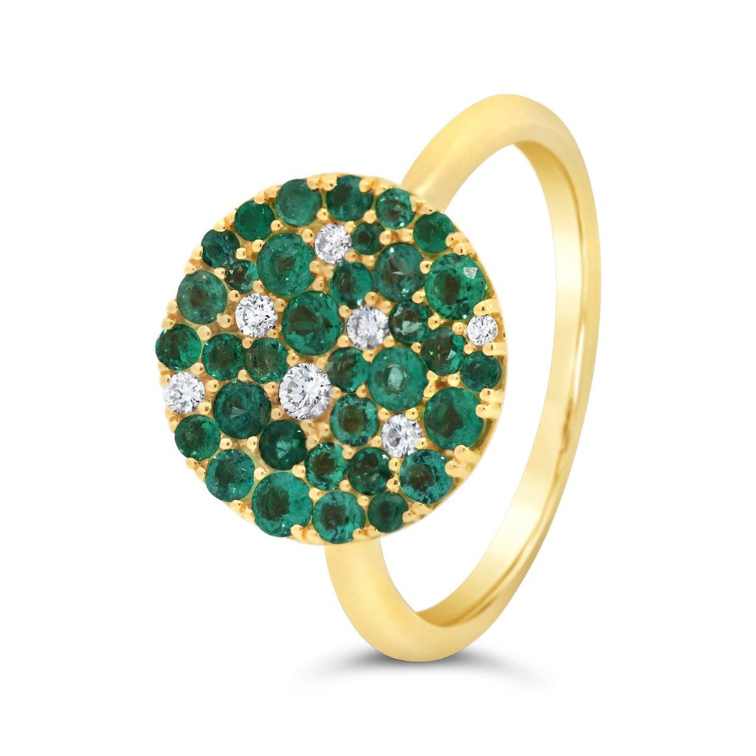18K Yellow Gold Emerald & Diamond Fashion Ring - AR1908