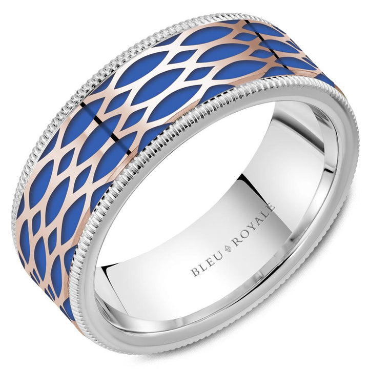 Blue Enamel Men's Wedding Band - RYL-220BYW8