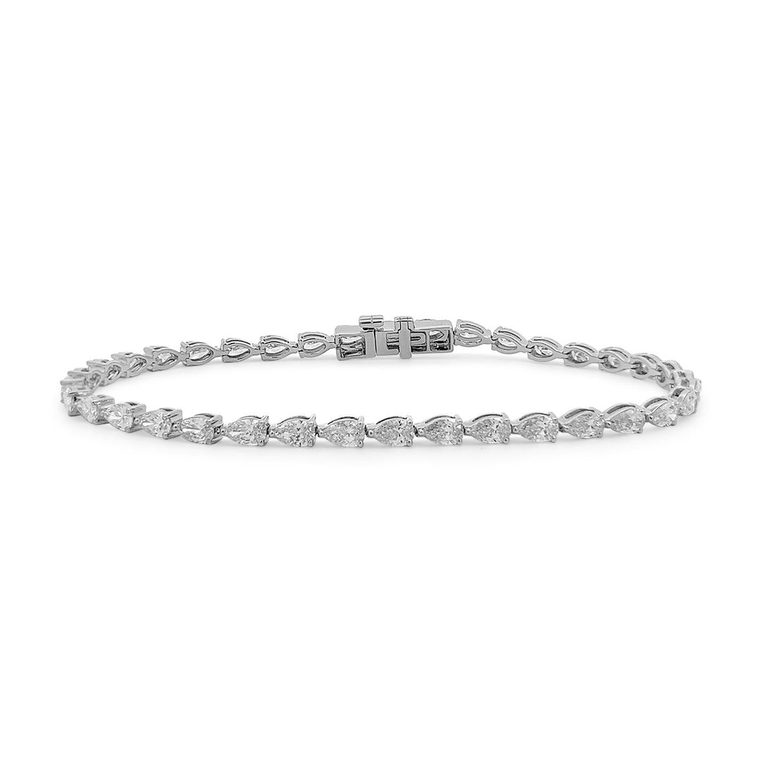 White Gold Lab Grown Pear Shape Diamond Tennis Bracelet - BC503