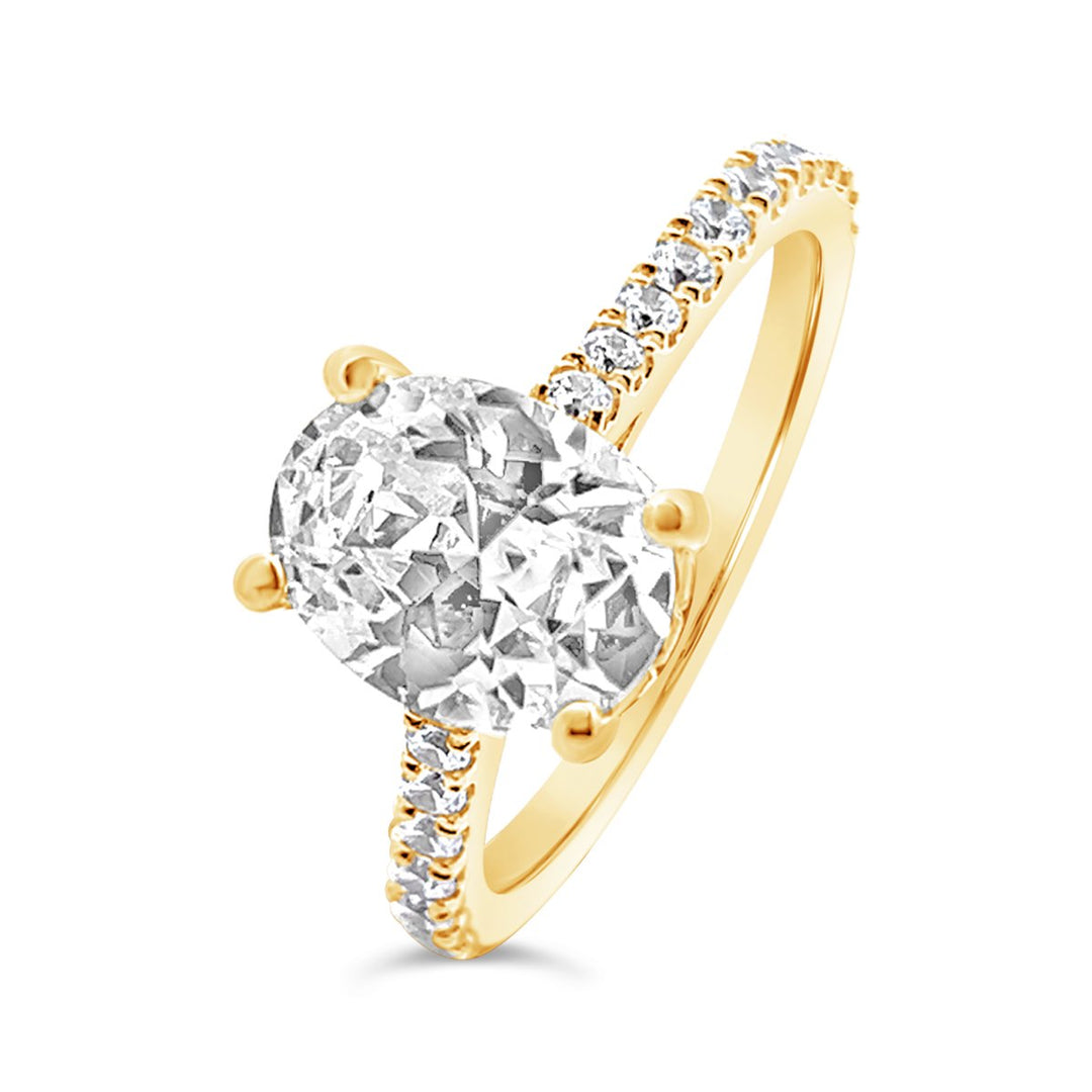 Pave Diamond Engagement Ring with Hidden Halo