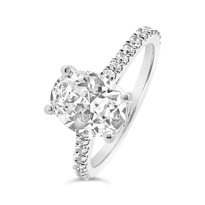 Pave Diamond Engagement Ring with Hidden Halo