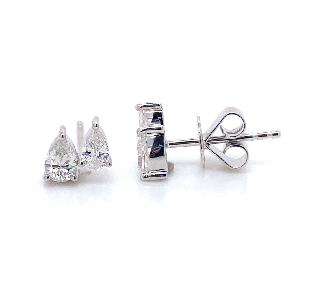 White Gold Pear Shape Diamond Stud Earrings - AE2811