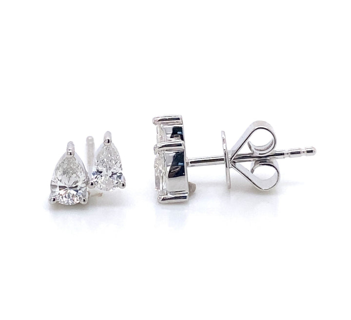 White Gold Pear Shape Diamond Stud Earrings - AE2811