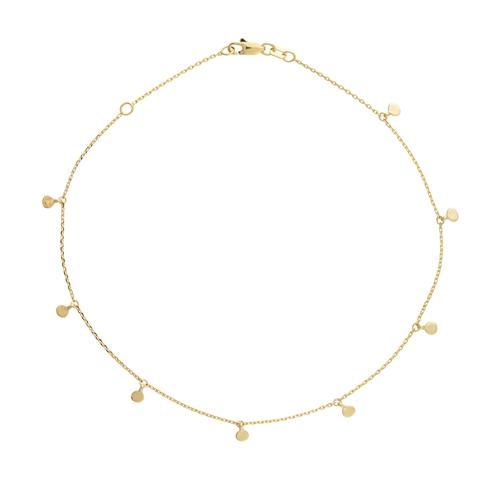 Yellow Gold Anklet with 8 Dangling Disks - MF033542