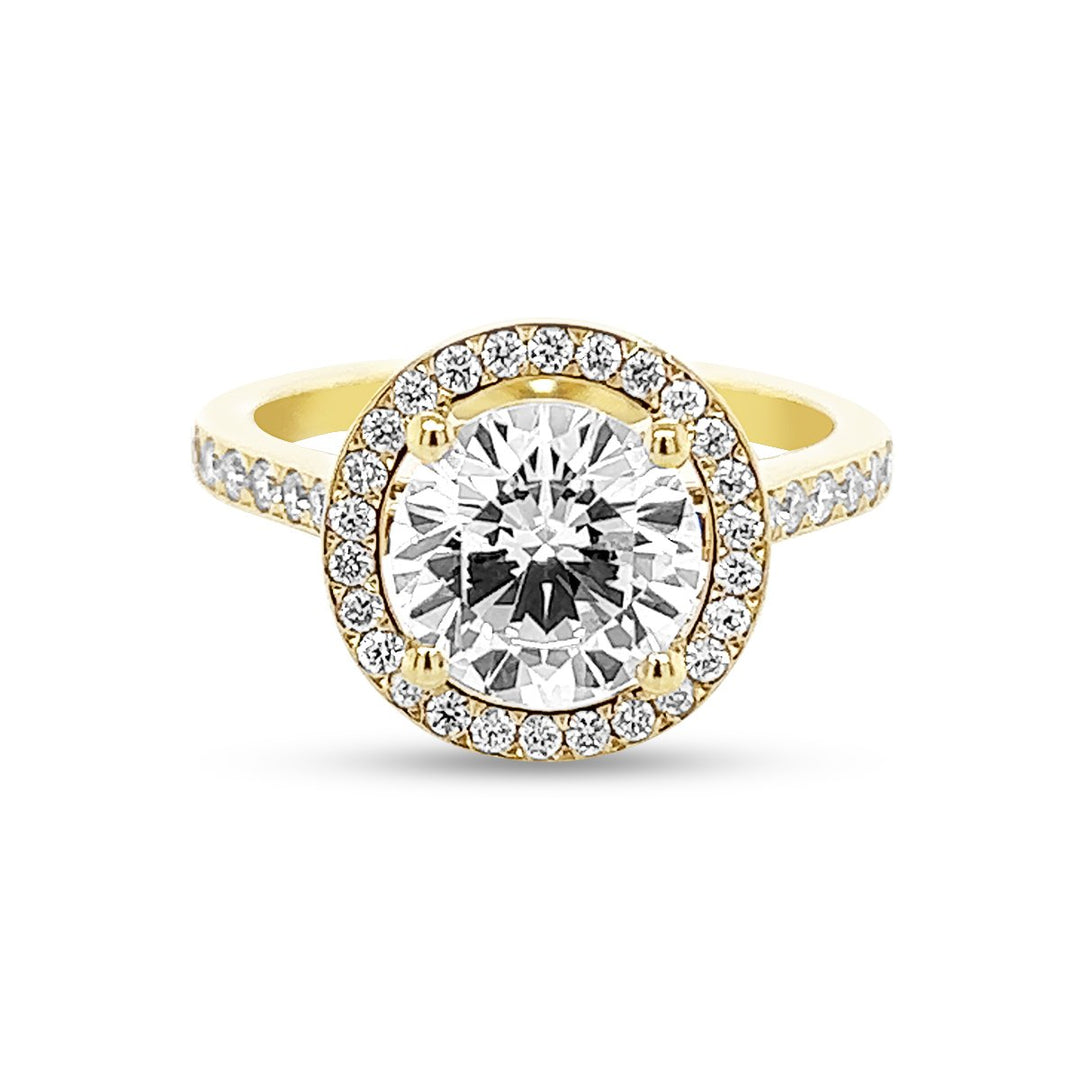 Round Halo Pave Diamond Engagement Ring