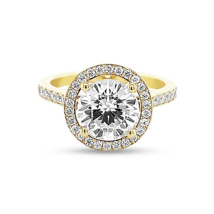 Round Halo Pave Diamond Engagement Ring