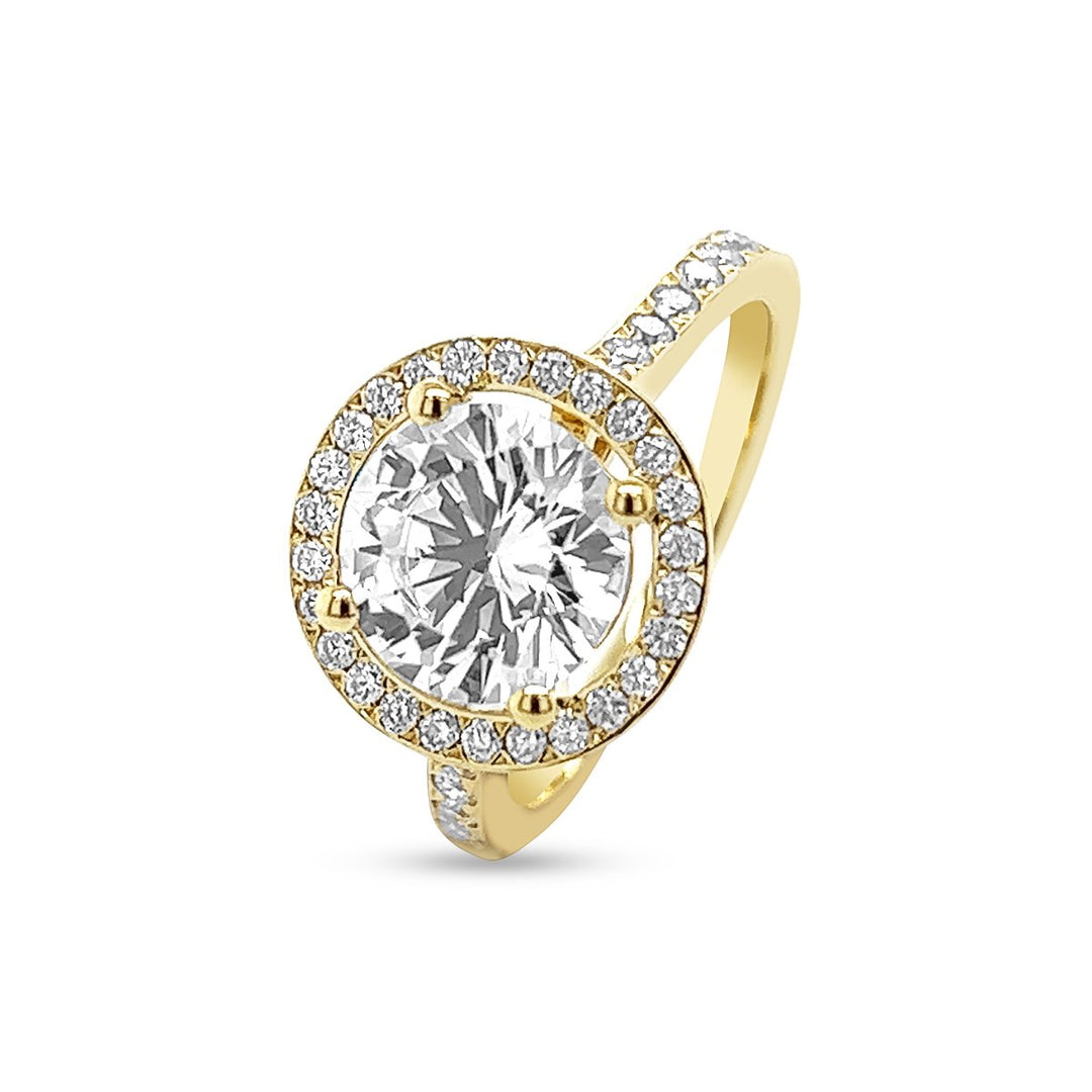 Round Halo Pave Diamond Engagement Ring