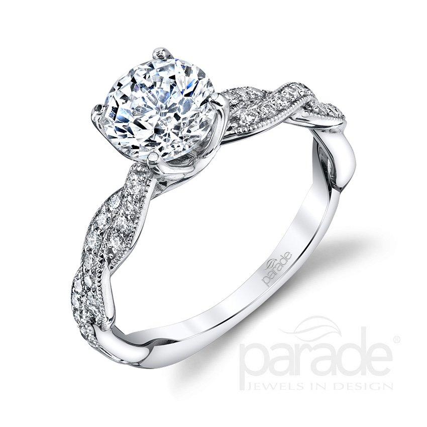Parade Design Pave Diamond Twisted Band Engagement Ring