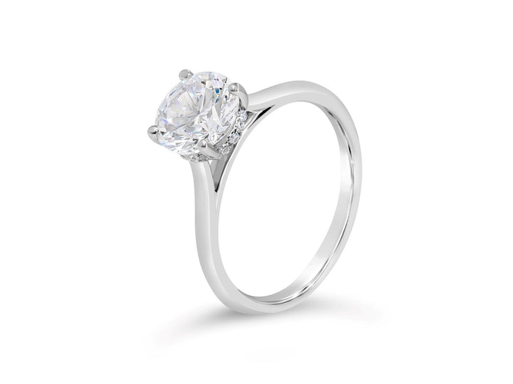 Solitaire Hidden Halo Diamond Engagement Ring