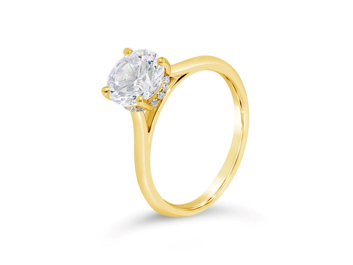 Solitaire Hidden Halo Diamond Engagement Ring