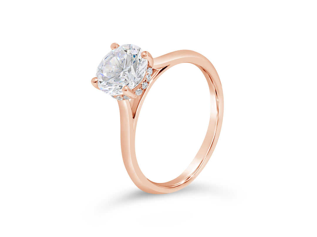 Solitaire Hidden Halo Diamond Engagement Ring