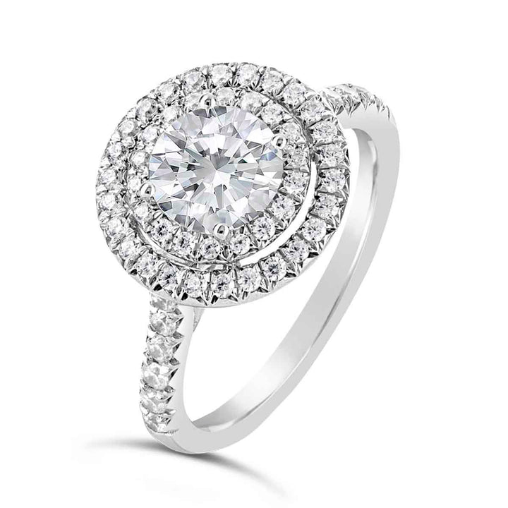 Double Halo Diamond Engagement Ring
