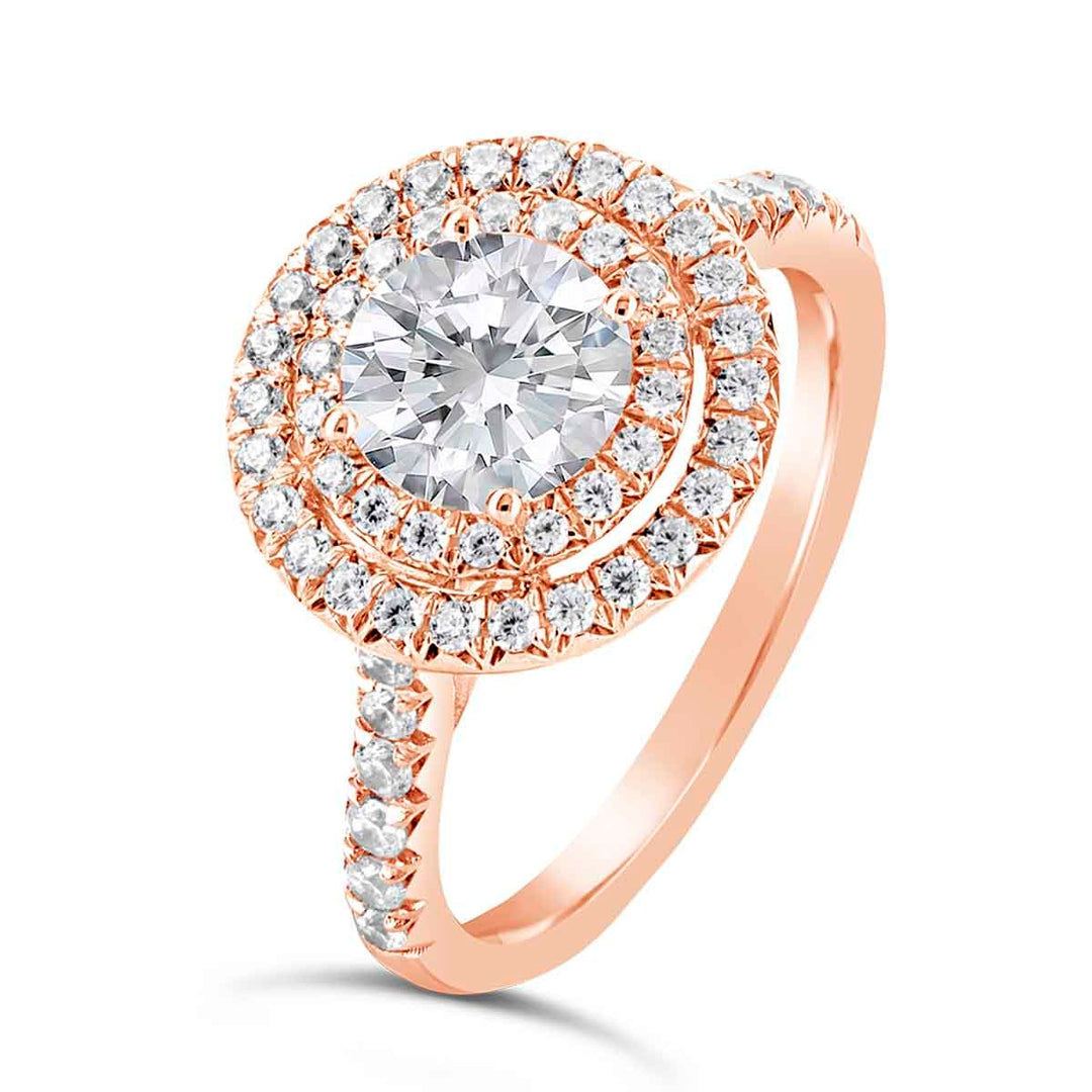 Double Halo Diamond Engagement Ring