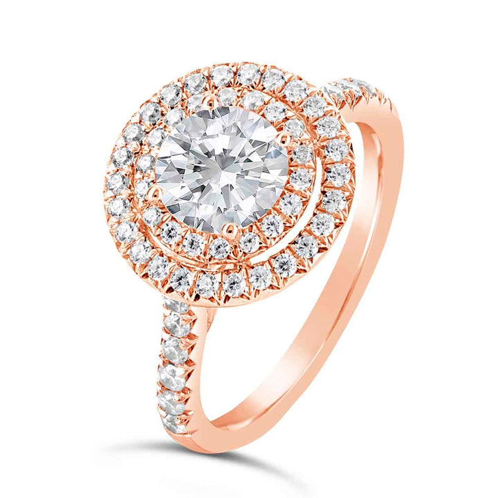 Double Halo Diamond Engagement Ring