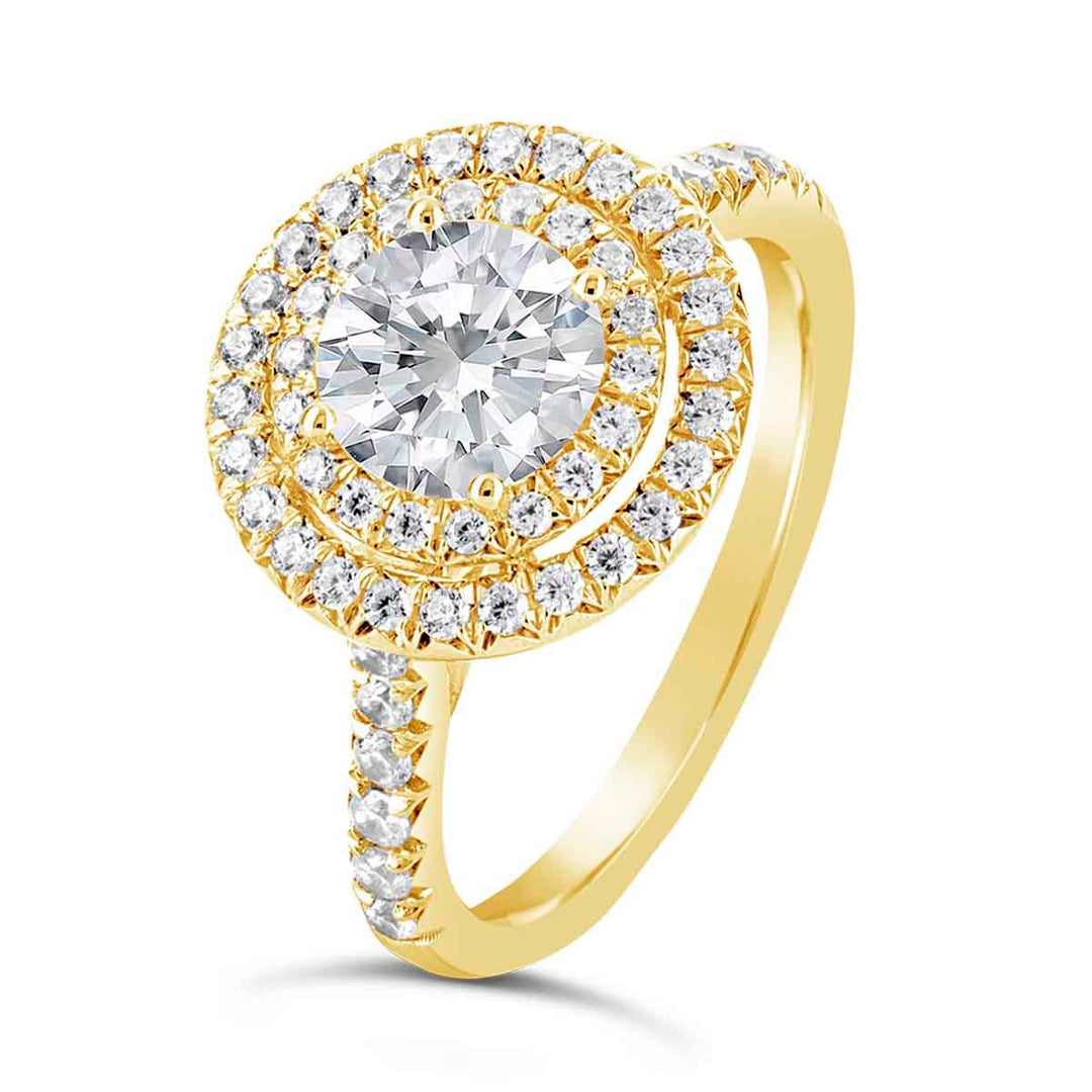 Double Halo Diamond Engagement Ring