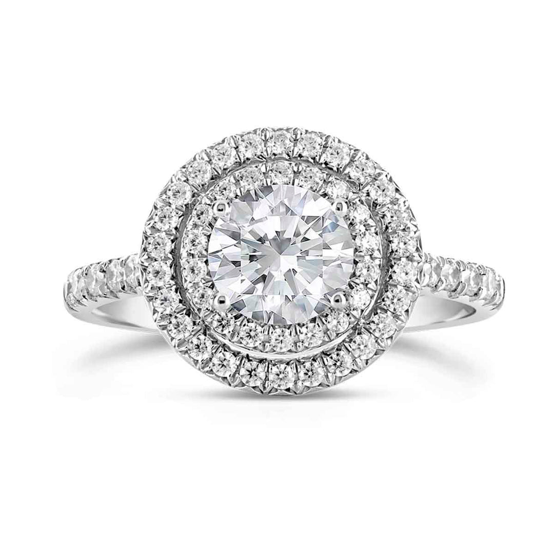Double Halo Diamond Engagement Ring