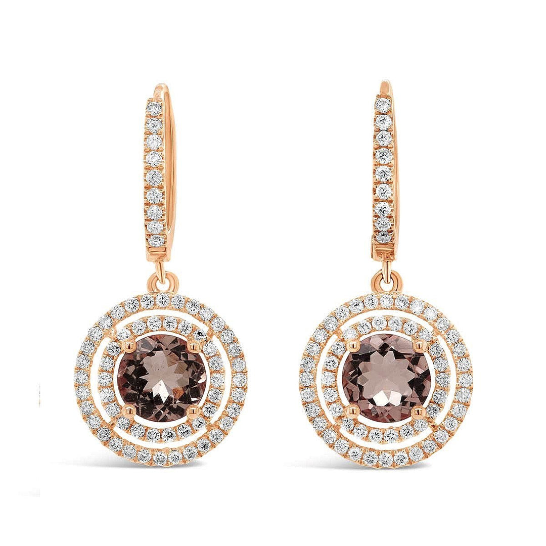 Rose Gold Morganite Diamond Earrings - CE1586