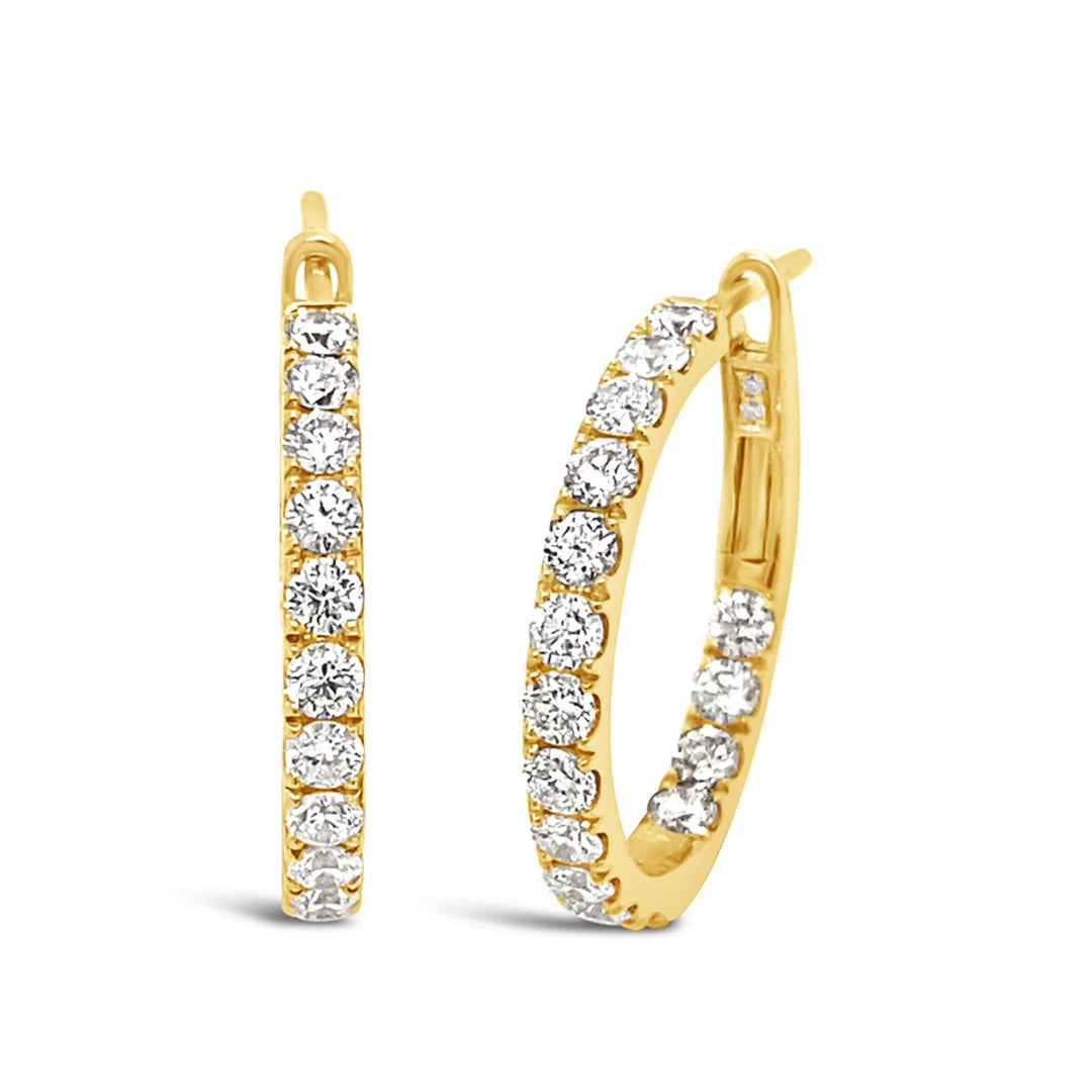 Yellow Gold Inside Outside Diamond Hoop Earrings - GBRE92