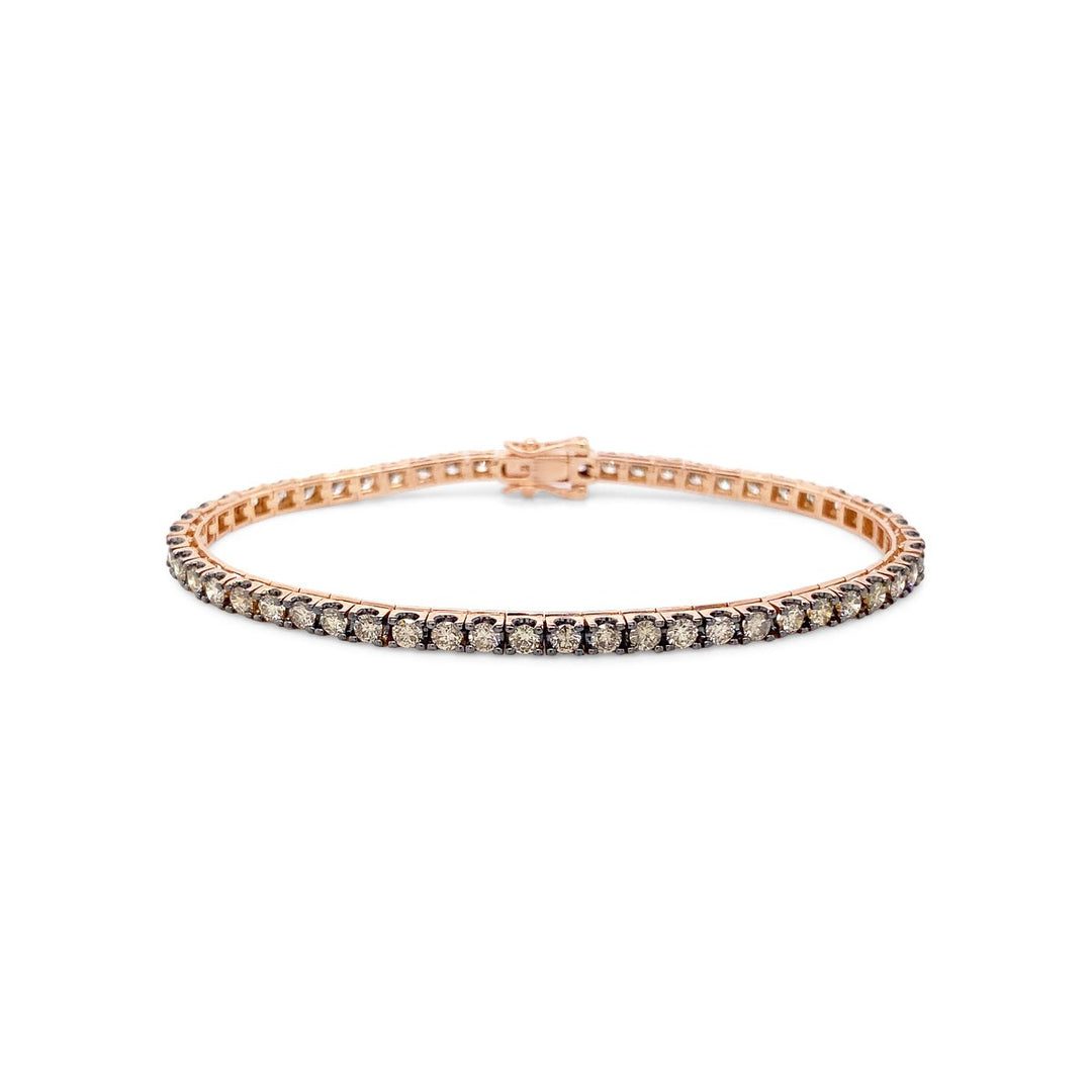 Rose Gold Black Rhodium Plated Fancy Cognac Diamond Tennis Bracelet - AB0385
