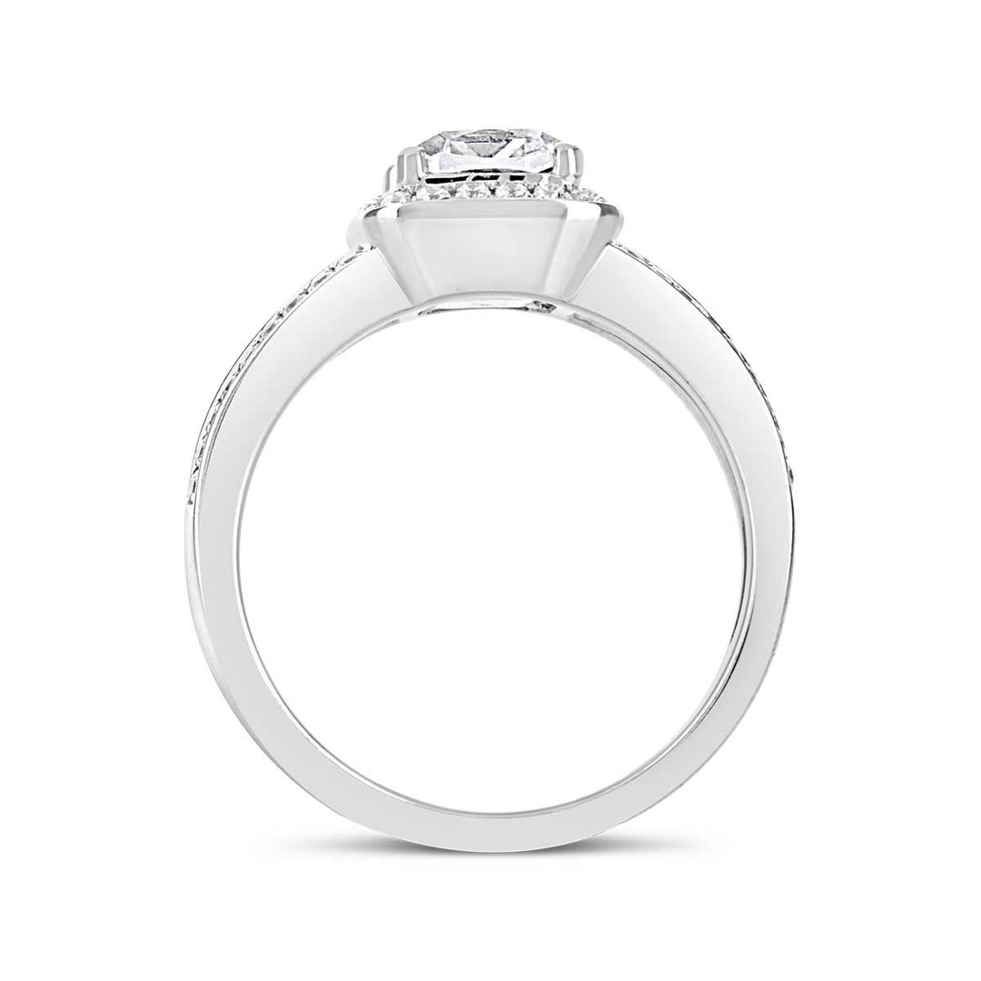 Diamond Halo Split Shank Engagement Ring