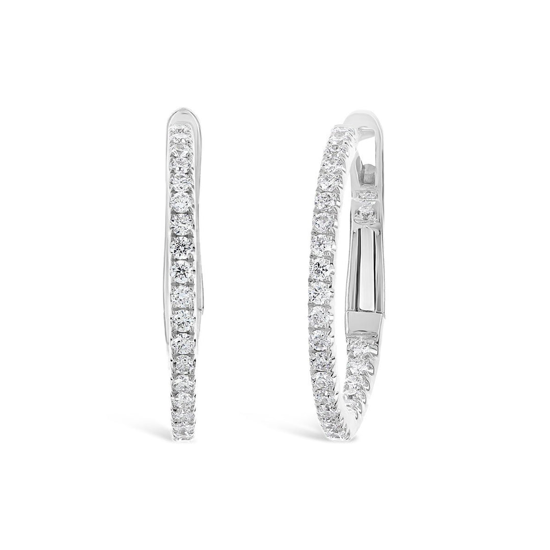 Rose Gold Diamond Inside Outside Hoop Earrings - 4P3EB2