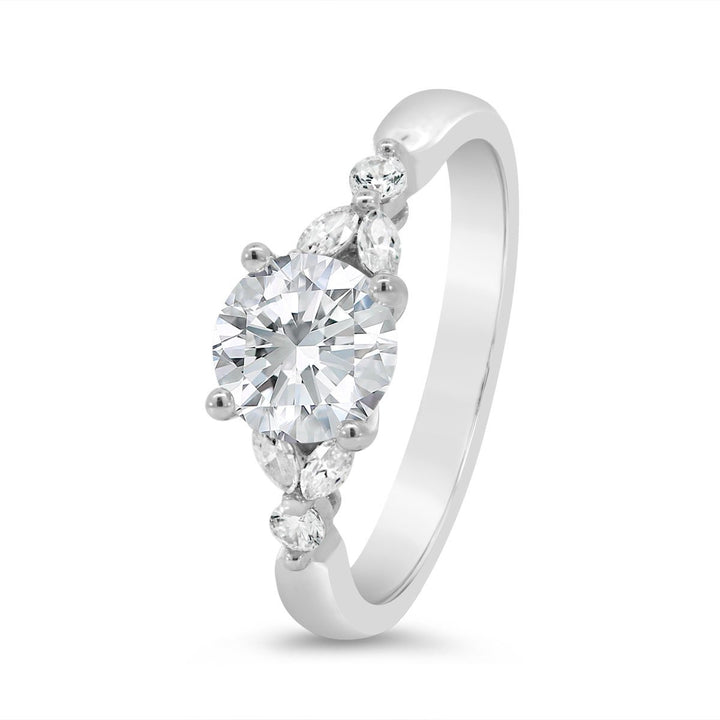 Cluster Side Stone Diamond Engagement Ring - YJC5510R
